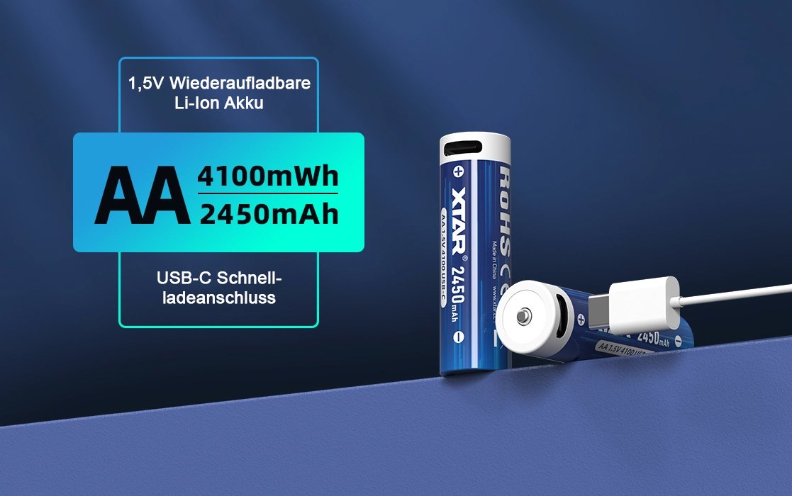 XTAR AA 1,5 V Li-ion baterije, 4 kom, punjenje USB-C